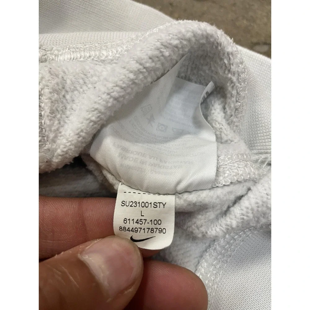 Nike Hoodie Mens‎ Large White Fleece Pullover Kangaroo Pocket Gym Training
